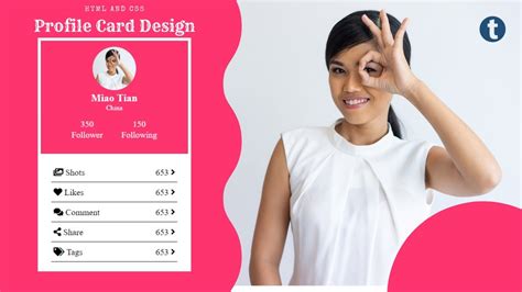 Profile Card Design Using Html And Css Youtube