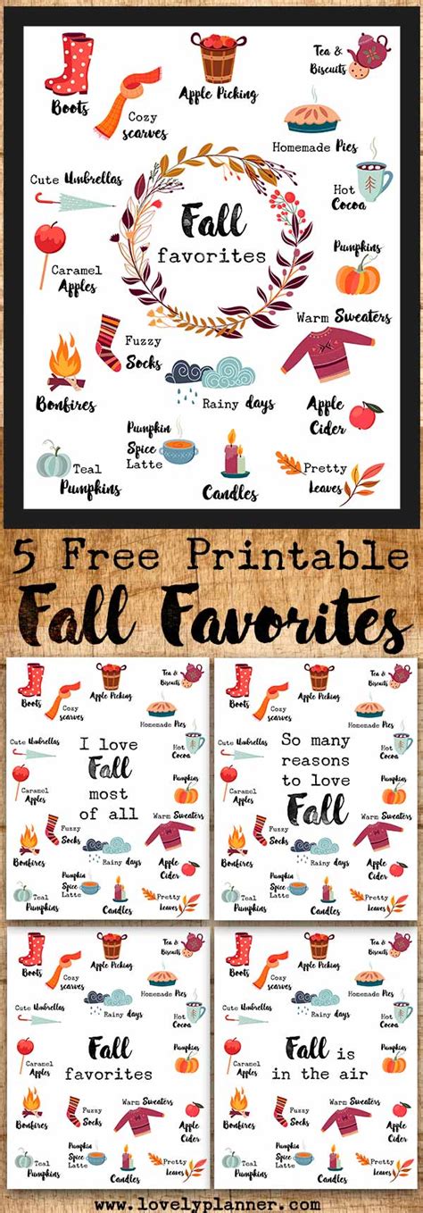 Fall Favorites Free Printable Lovely Planner