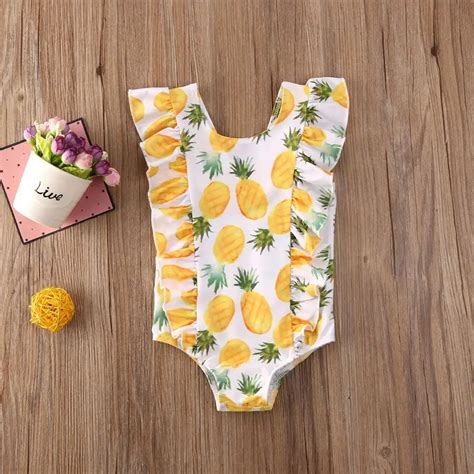 Kid Baby Girl Ruffle Fruit Print Bikini One Piece Swimwear Swimsuit