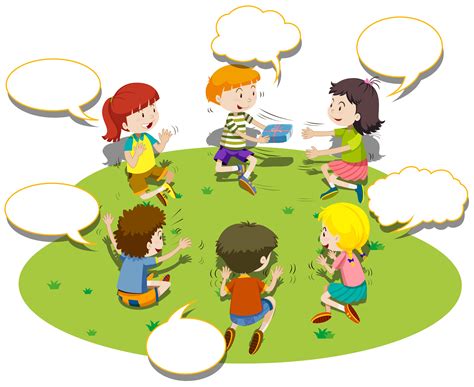 Children Sit In Circle And Play Game 296939 Vector Art At Vecteezy