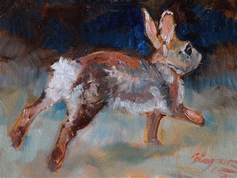 Daily Paintworks Rabbit Under The Car Original Fine Art For Sale