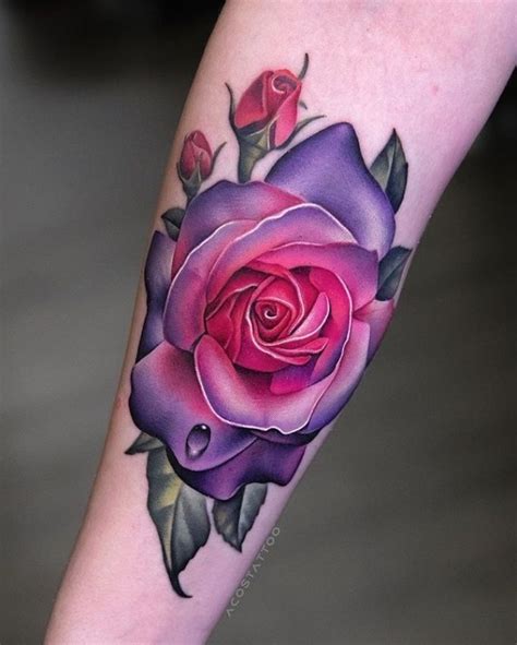 Colorful Rose Tattoos Coloured Rose Tattoo Purple Rose Tattoos