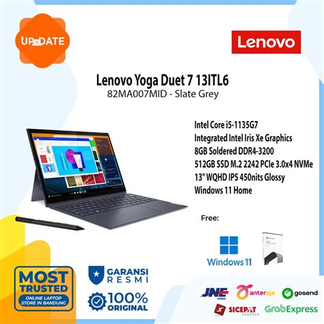 Jual Lenovo Yoga Duet 7 13itl6 7mid I5 1135g7 8gb 512gb 13 W11 Ohs2021