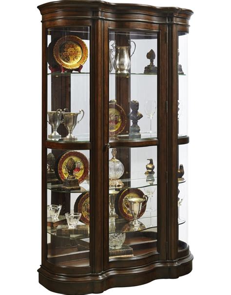 This jenlea lighted standing corner curio cabinet looks like a classic heirloom piece and would go well with any decor. Harley Shaped Bow Front 5 Shelf Curio Cabinet in Deep ...