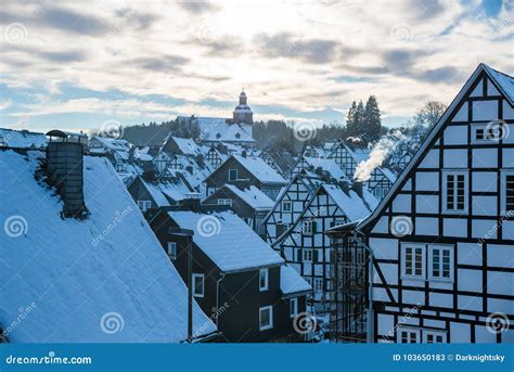 Freudenberg Snow Covered Old Town Stock Image Image Of Lights