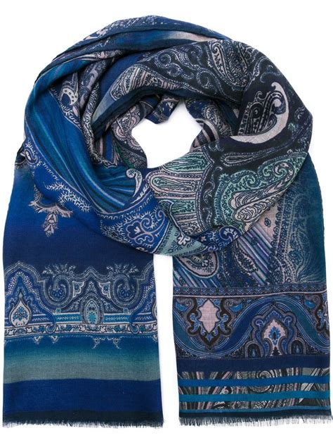 Etro Paisley Scarf In Blue For Men Lyst
