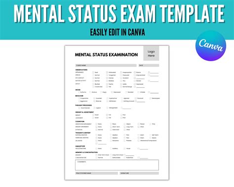 Mental Status Exam Template Mental Health Form Client Forms Etsy Hong Kong