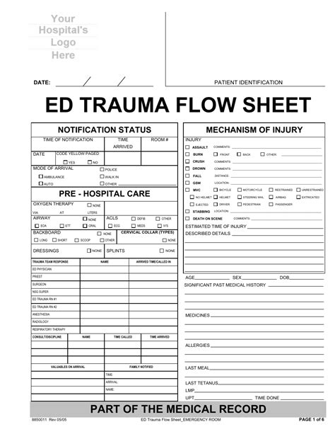 Ed Trauma Flow Sheet Template Download Printable Pdf Templateroller
