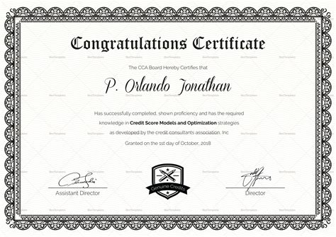 Certificate Of Congratulations Template