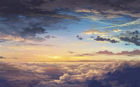 X Wallpaper Clouds Sky Art Sunset Elevation Landscape Sky Art Anime Scenery