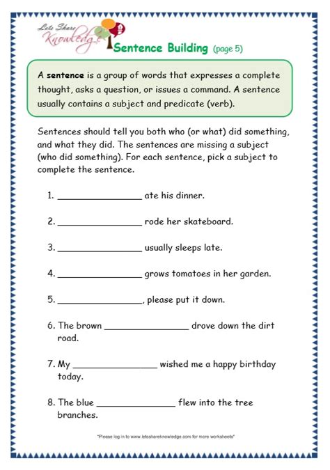 We did not find results for: Grade 3 Grammar Topic 35: Sentence Building Worksheets - Lets Share Knowledge