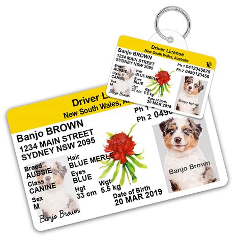Our embroidered tags are customizable. New South Wales Australia Driver License Custom Pet ID Tag ...