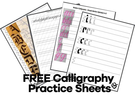 Modern Calligraphy Practice Sheets Printable Free Pdf