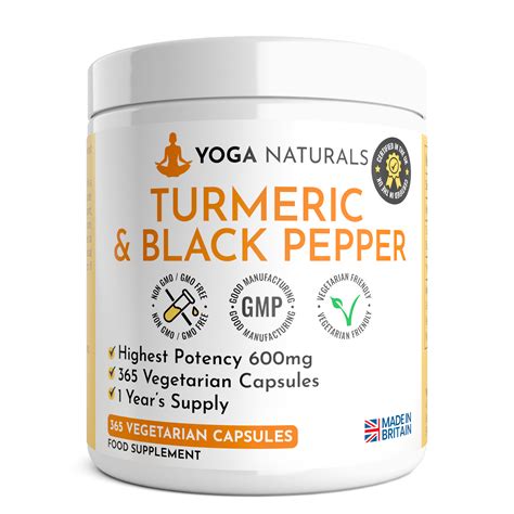 Turmeric Black Pepper 365 Yoga Naturals Vegetarian Supplement