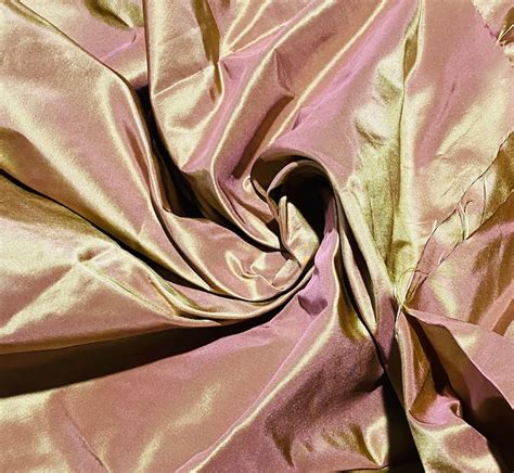 new 100 silk taffeta fabric solid rose gold iridescent etsy