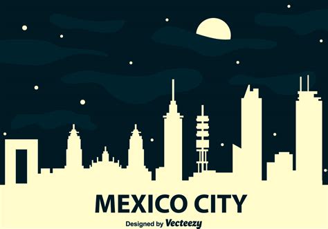 Mexico City Skyline At Night Vector Download Free Vector Art Stock