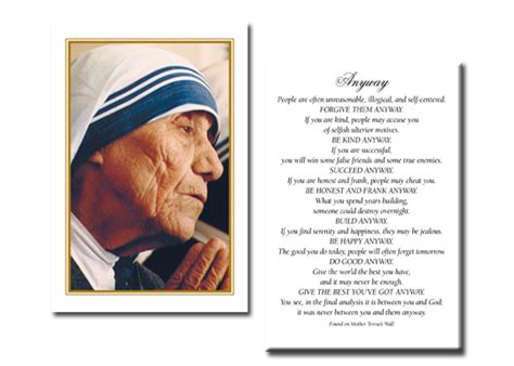 Best mother teresa wall quotes products on wanelo. Holy Cards - Saint Teresa of Calcutta Holy Card with ...