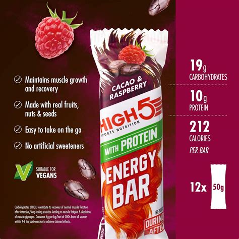 High5 Energy Bar With Protein Cacao And Raspberry 12 X 50g