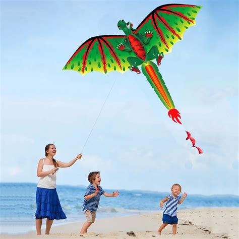 Classic 3d Dragon 100m Single Line Kite With Tail Kites Outdoor Fun Toy