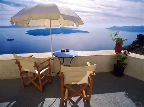 Greece Santorini Oia House Balcony With Ocean View Print
