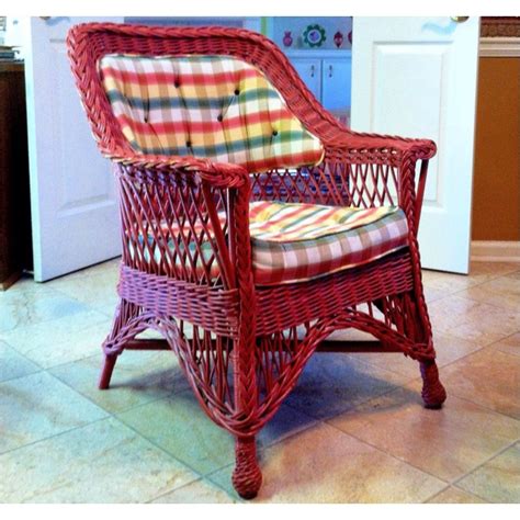 Antique Brown Wicker Chair Gets Red Spray Paint Makeover And Fresh