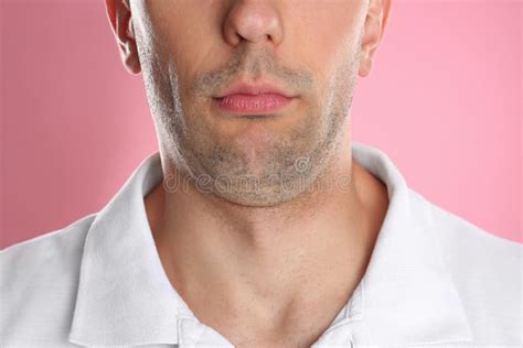 Young Man With Double Chin On White Closeup Stock Image Image Of