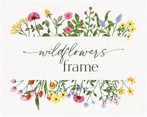 Wildflower Frame Clipart Watercolor Wild Flower Wreath Etsy Singapore