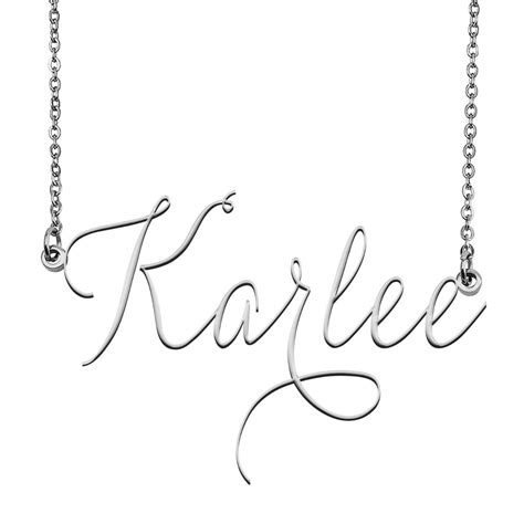 Karlee Name Necklace Custom Personalized Name Plate Jewelry For Birthday Christmas Gift
