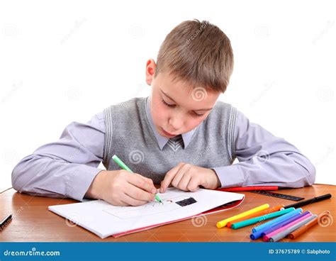 Kid Is Drawing Stock Image Image Of Cute Education 37675789
