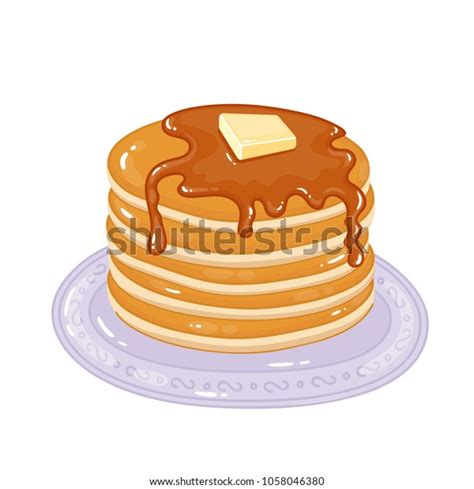 Pancakes Maple Syrup Butter Stock Vector Royalty Free 1058046380