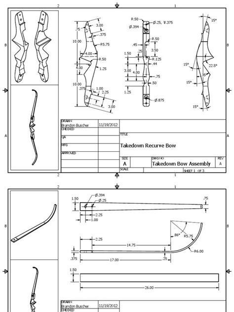 Schematic For Brandon Takedown Bow How To Make Bows Homemade Bows