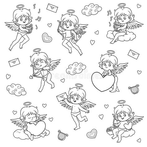 Set Of Angels Characters Of Valentine S Day Stock Vector