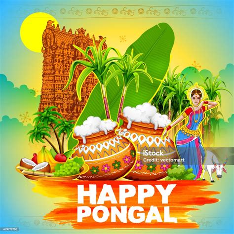 Happy Pongal Greeting Background Stock Illustration Download Image