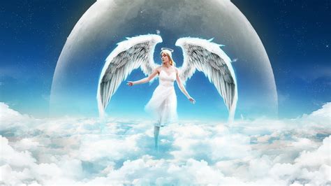 Wallpaper Angel Girl On The Sky Clouds 1920x1080 Full Hd 2k Picture Image