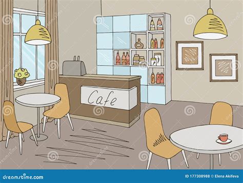 Cafe Bar Graphic Color Interior Sketch Illustration Vector Stock Vector