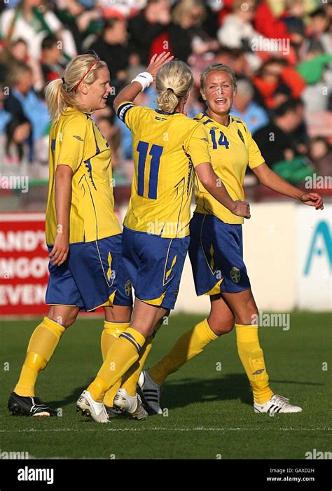 Swedens Josephine Ogvist Celebrates Her Goal With Victoria Svennson Centre Hi Res Stock