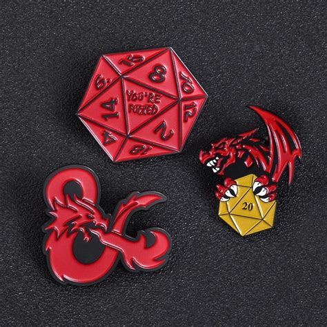 Dungeons And Dragons D20 Enamel Pin Brooch Twenty Sided Dice Badge Rpg Dandd Table Top Game Lapel