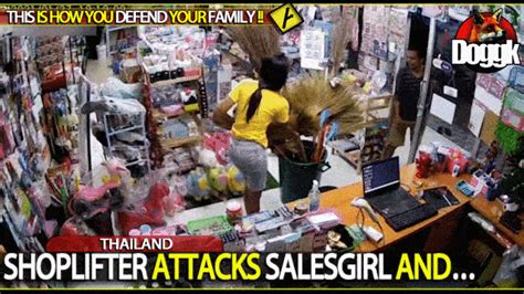 Shoplifter Attacks Salesgirl Thailand