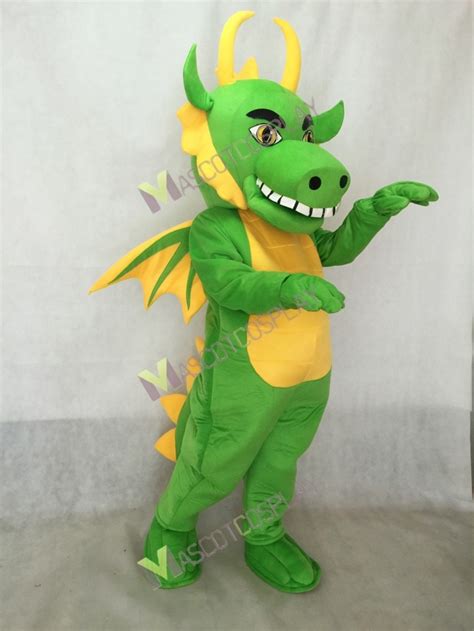 Realistic Adult Light Green Dragon With Wings Mascot Costume