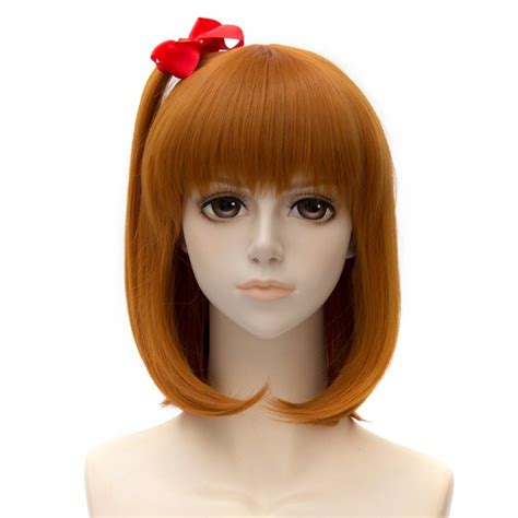 Anime Wig 138 35cm Orange Short Wig Women Hair Wigwig Cap Amazonde