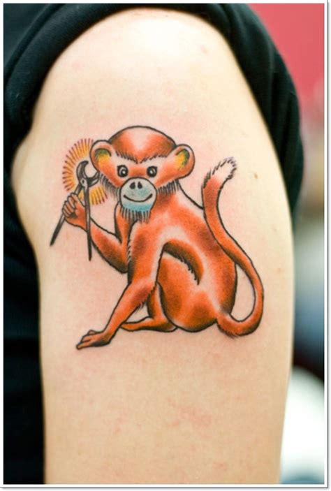 Cute Little Monkey Tattoo On Shoulder Tattooimagesbiz