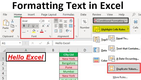 formatting text  excel step  step guide  format