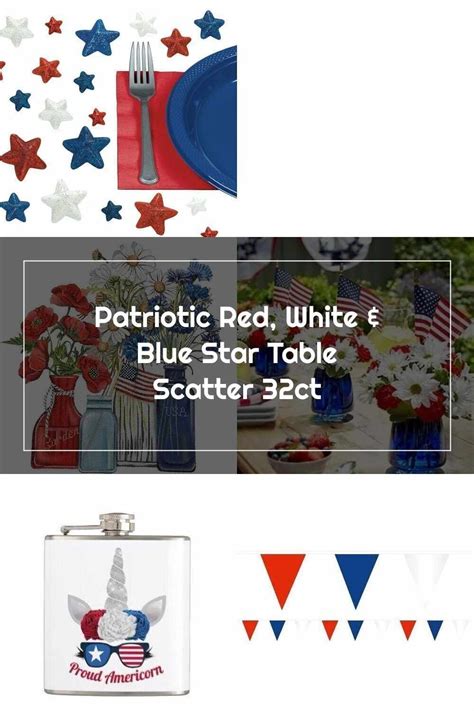 Red White Blue Patriotic Red White And Blue Star Table Scatter 32ct