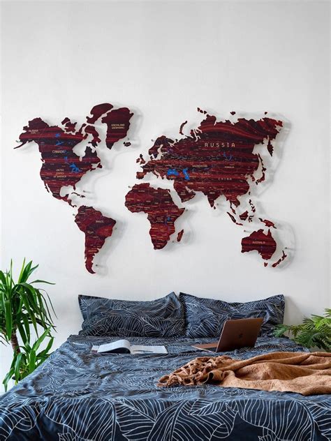Map wall decor wood world pin. Dark Wooden World Map, perfect office wall decor, better than wall art, poster or cork map ...