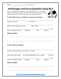 Citing Sources Worksheets