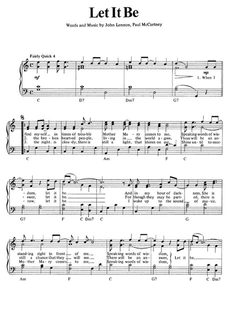 Let it be is a song recorded by the beatles, released as the title track of their album with the same name. let it be piano sheet music free printable That are Handy | Tara Blog