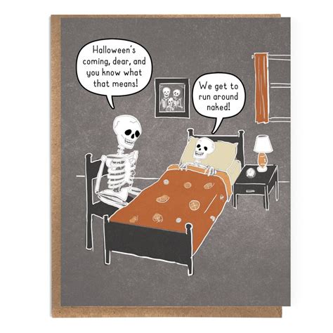 Funny And Cute Halloween Card Naked Skeleton Playful Etsy