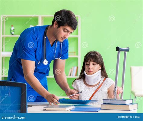 Female Patient Visiting Male Doctor In Medical Concept Stock Image