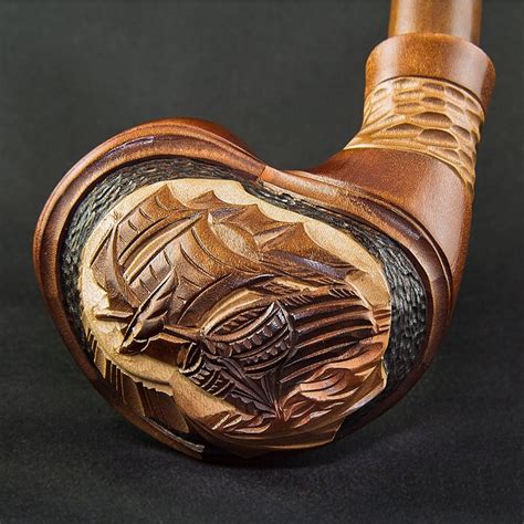 736 Long Carved Wooden Smoking Pipe With Cooling And For Etsy
