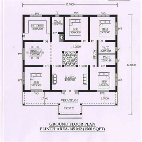 1560 Sq Ft 4BHK Traditional Nalukettu Style Single Floor House And Plan